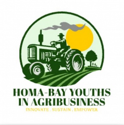 The logo for HOMA-BAY YOUTHS IN AGRIBUSINESS (HOYAB) represents the organization's commitment to innovation, sustainability, and empowerment in the field of agribusiness. The logo features the initials 